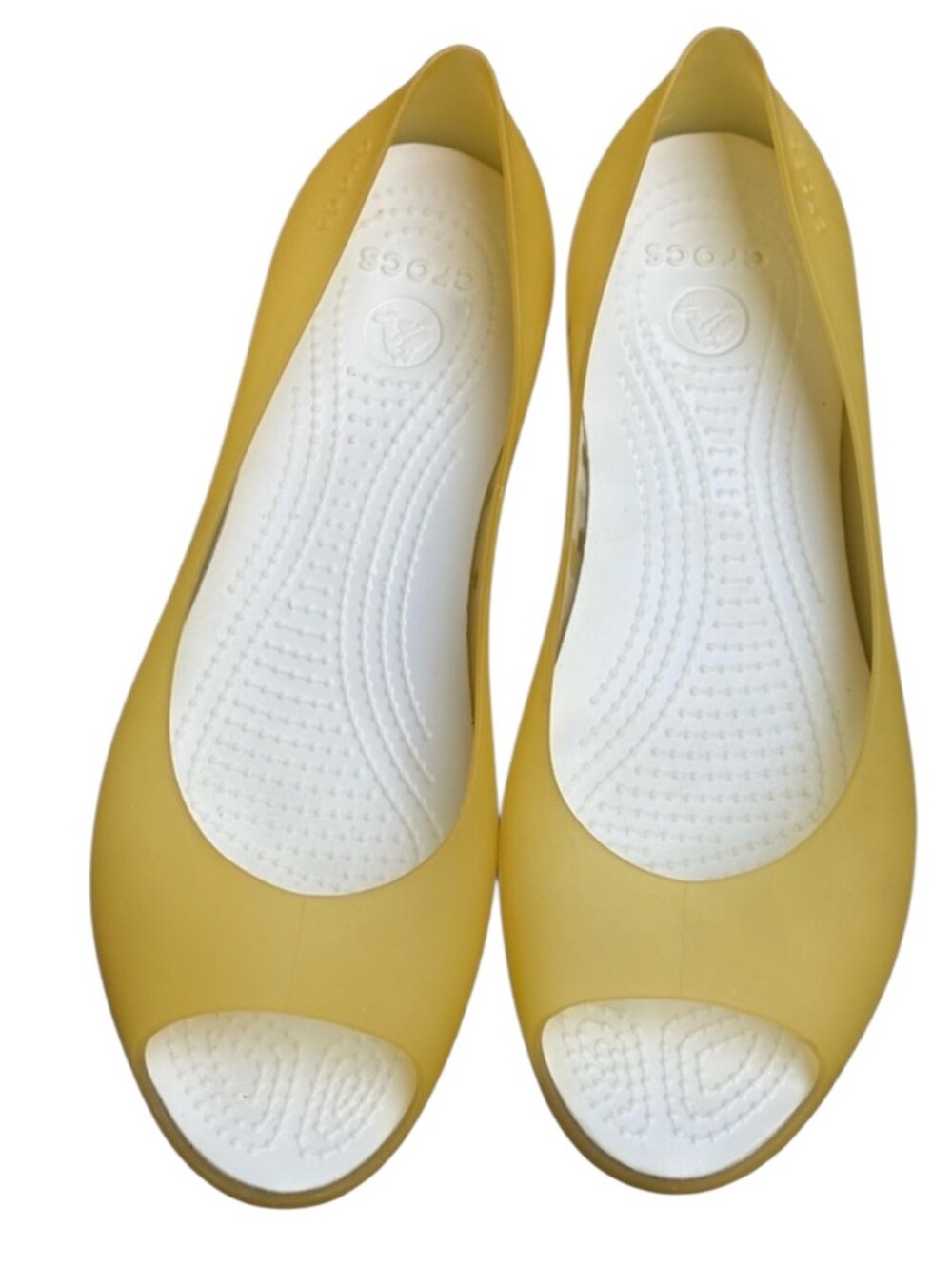 Crocs Women’s Yellow Peep-Toe Flats - Comfortable Casual Slip-Ons